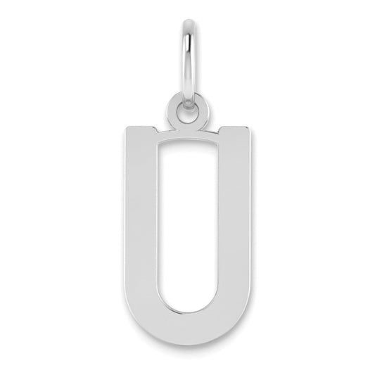 10k White Gold Letter U Initial Pendant