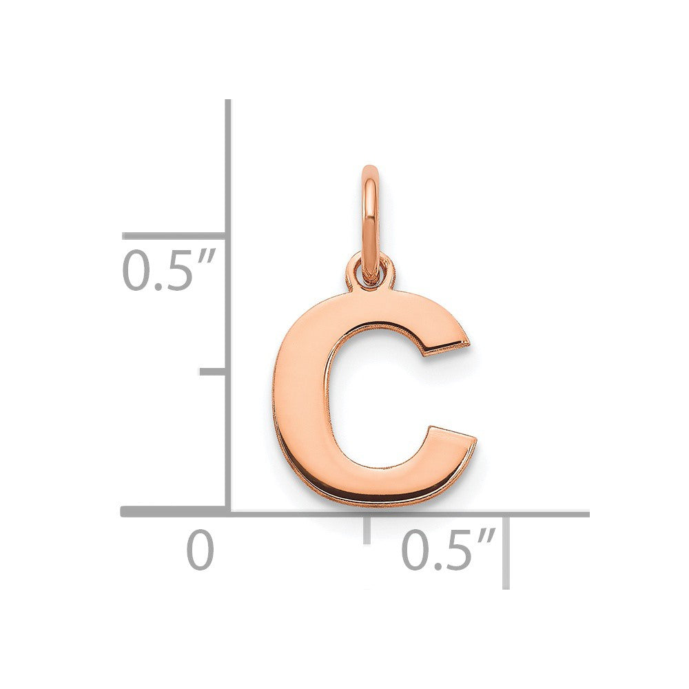 10k Rose Gold Letter C Initial Pendant
