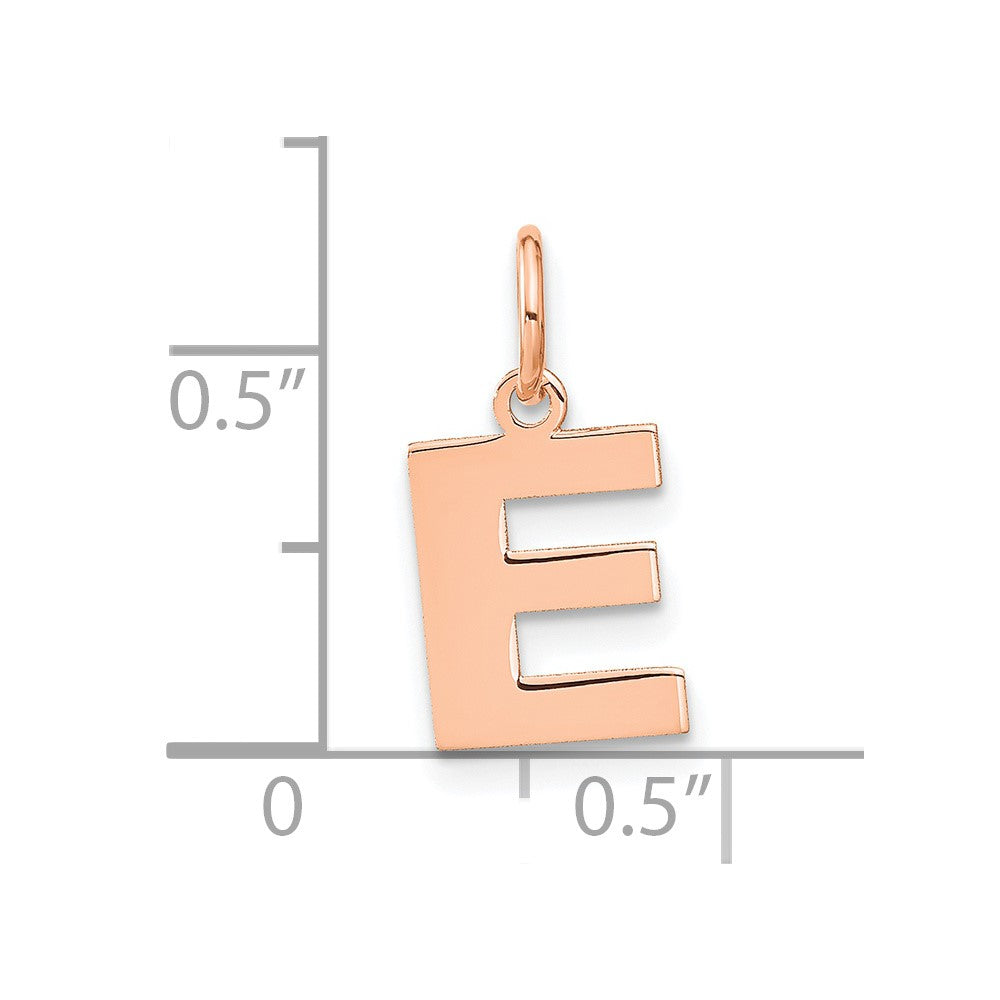 10k Rose Gold Letter E Initial Pendant