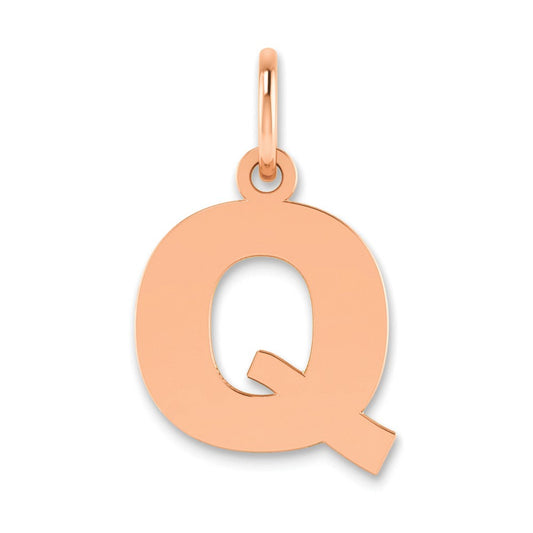 10k Rose Gold Letter Q Initial Pendant