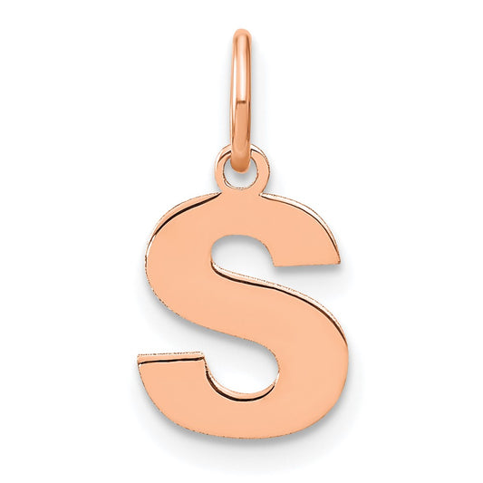 10k Rose Gold Letter S Initial Pendant