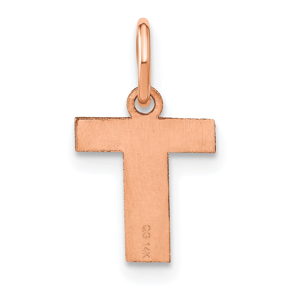 10k Rose Gold Letter T Initial Pendant