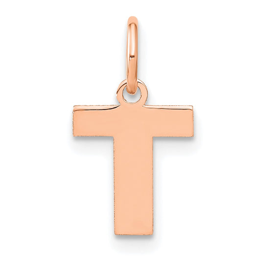 10k Rose Gold Letter T Initial Pendant