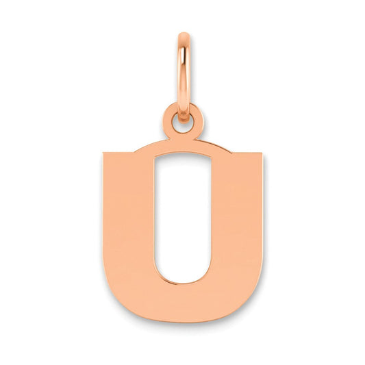 10k Rose Gold Letter U Initial Pendant