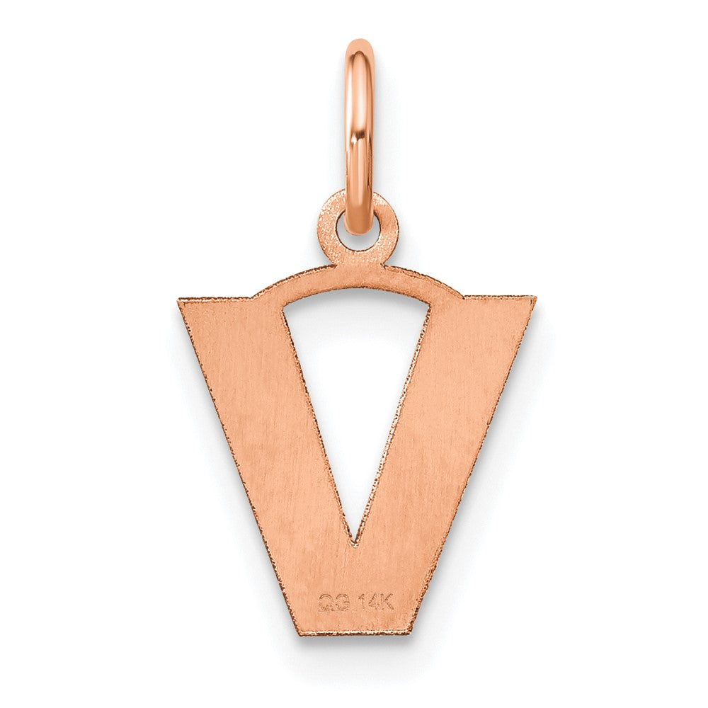 10k Rose Gold Letter V Initial Pendant