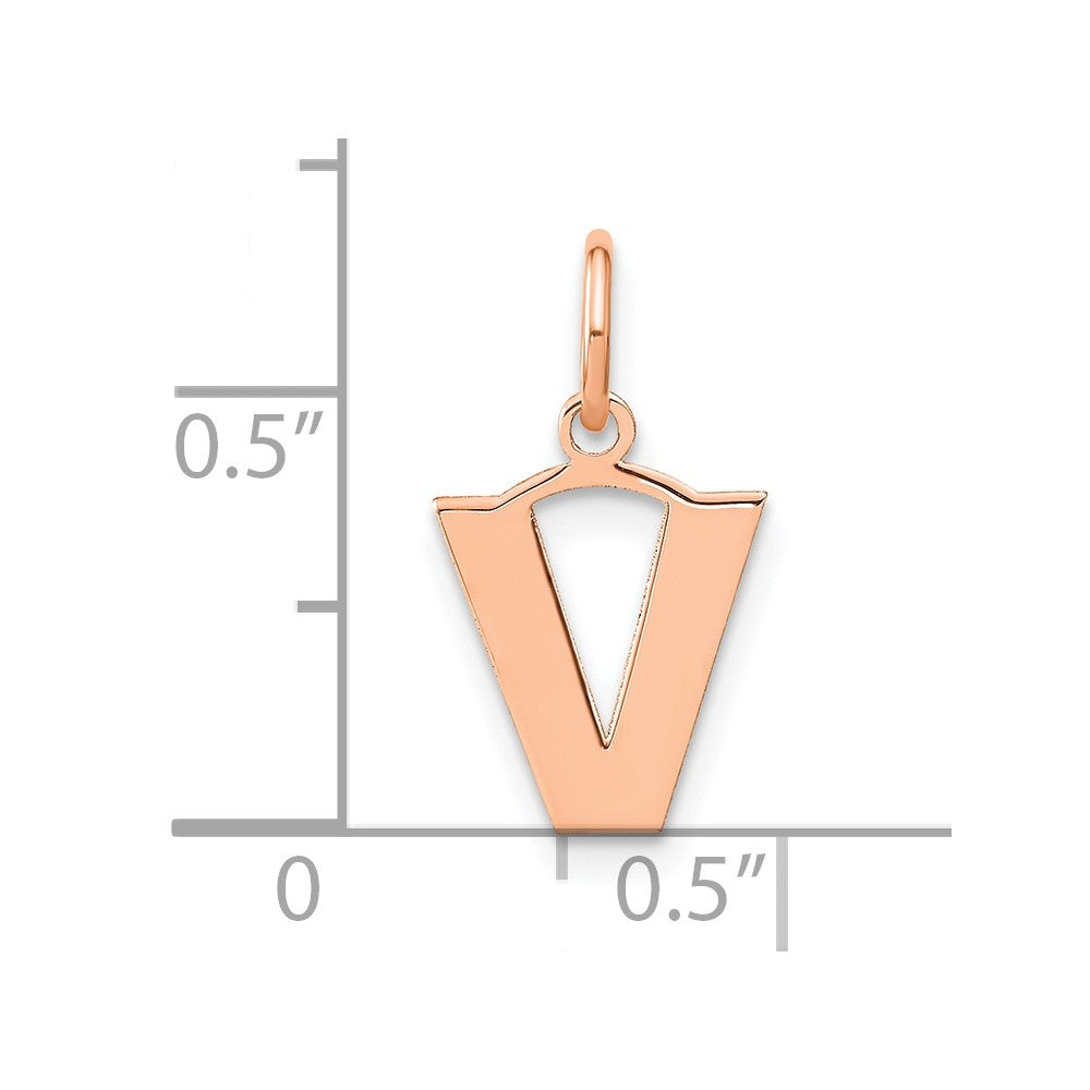 10k Rose Gold Letter V Initial Pendant