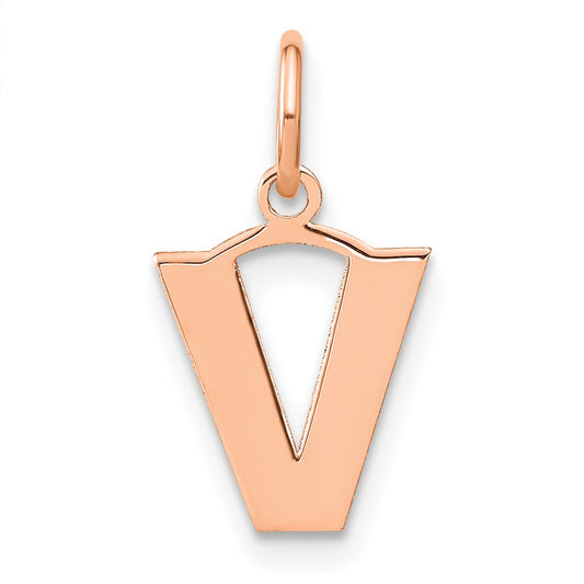 10k Rose Gold Letter V Initial Pendant