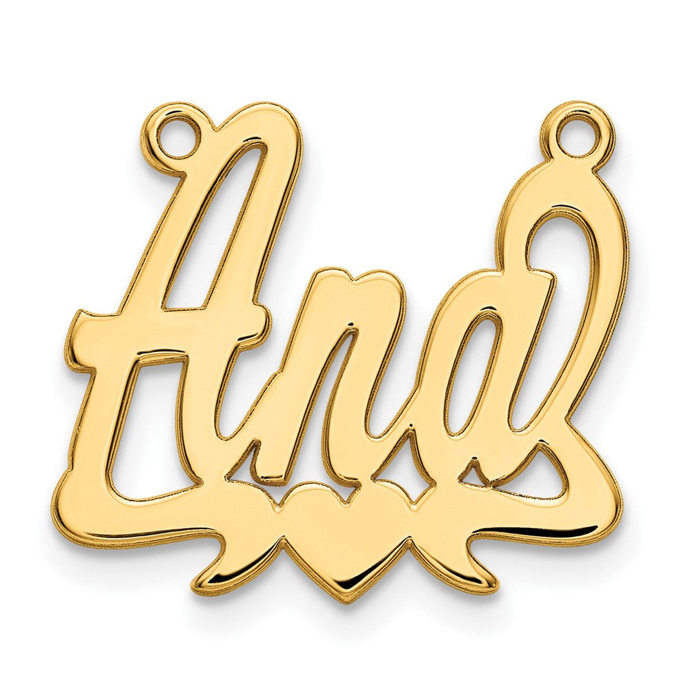Sterling Silver/Gold-plated Polished Heart Name Plate