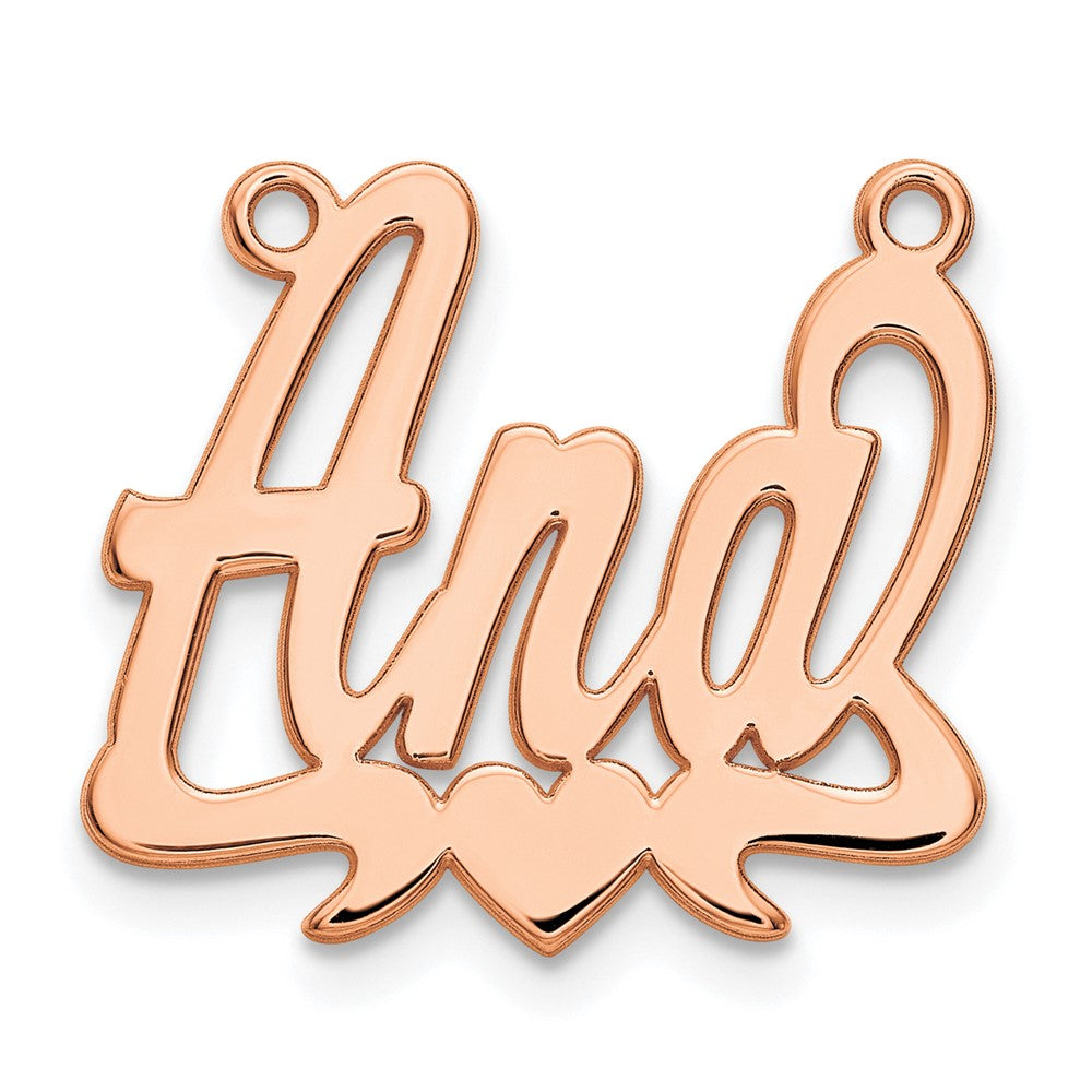 Sterling Silver/Rose-plated Polished Heart Name Plate