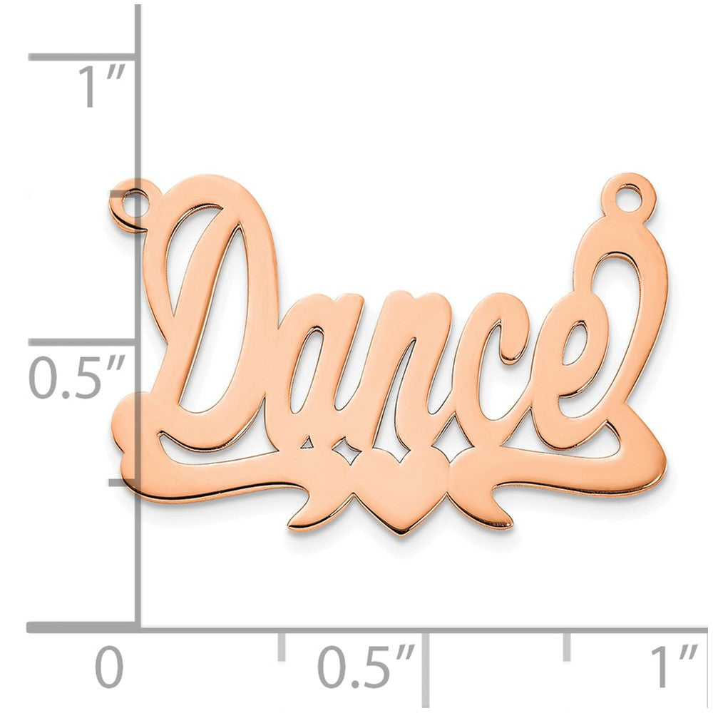 Sterling Silver/Rose-plated Polished Heart Name Plate