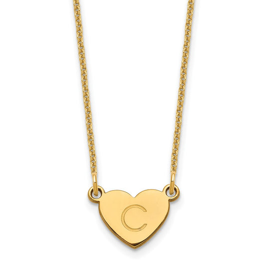 14k Yellow Gold Initial Heart Necklace