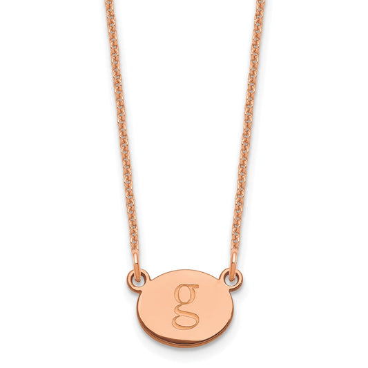 14k Rose Gold Oval Initial Necklace