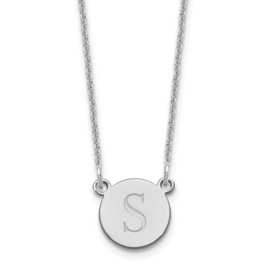 14k White Gold Round Initial Necklace