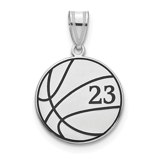 10k White Gold Personalized Basketball Epoxy Pendant