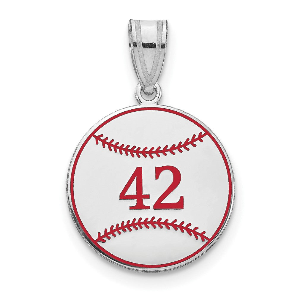 10k White Gold Personalized Baseball Epoxy Pendant