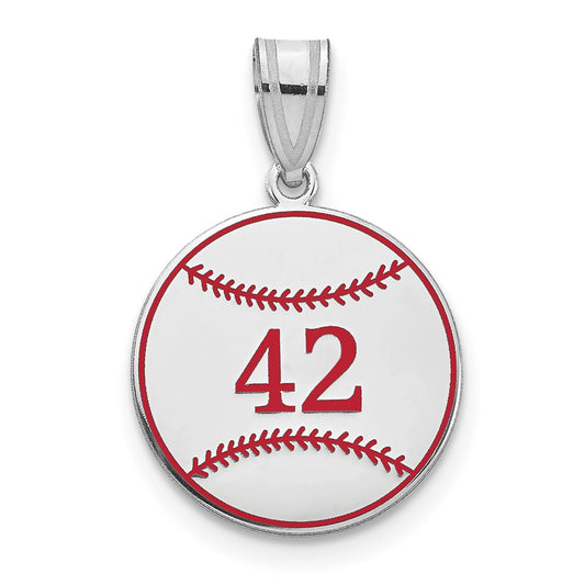 10k White Gold Personalized Baseball Epoxy Pendant