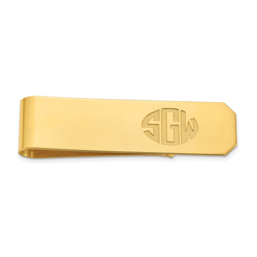 Sterling Silver/Gold-plated Recessed Letters Monogram Money Clip