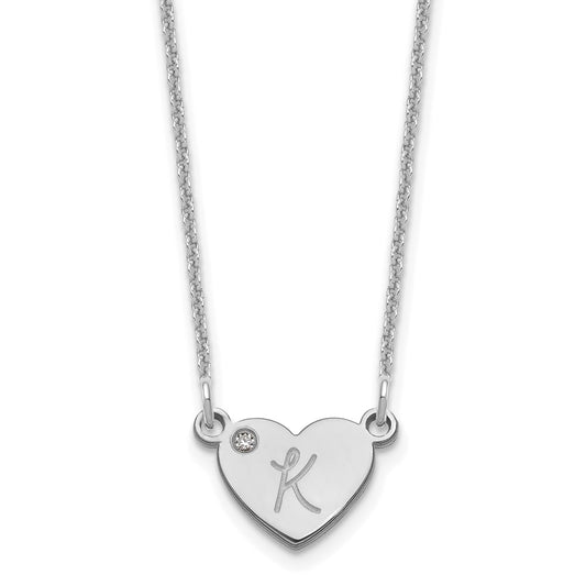 10k White Gold Initial Heart with Diamond Necklace