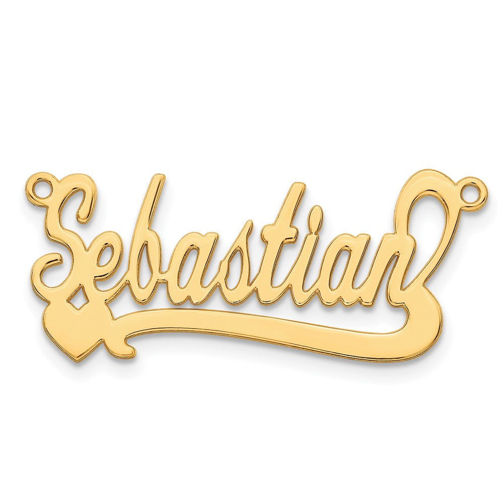 Sterling Silver/Gold-plated Polished Heart Name Plate