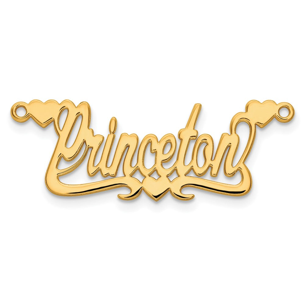 14k Yellow Gold Polished Hearts Name Plate