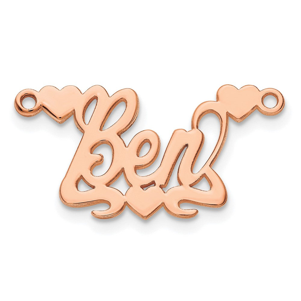 Sterling Silver/Rose-plated Polished Hearts Name Plate