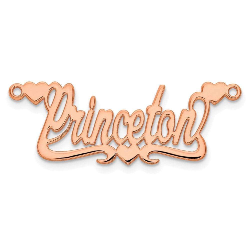 Sterling Silver/Rose-plated Polished Hearts Name Plate