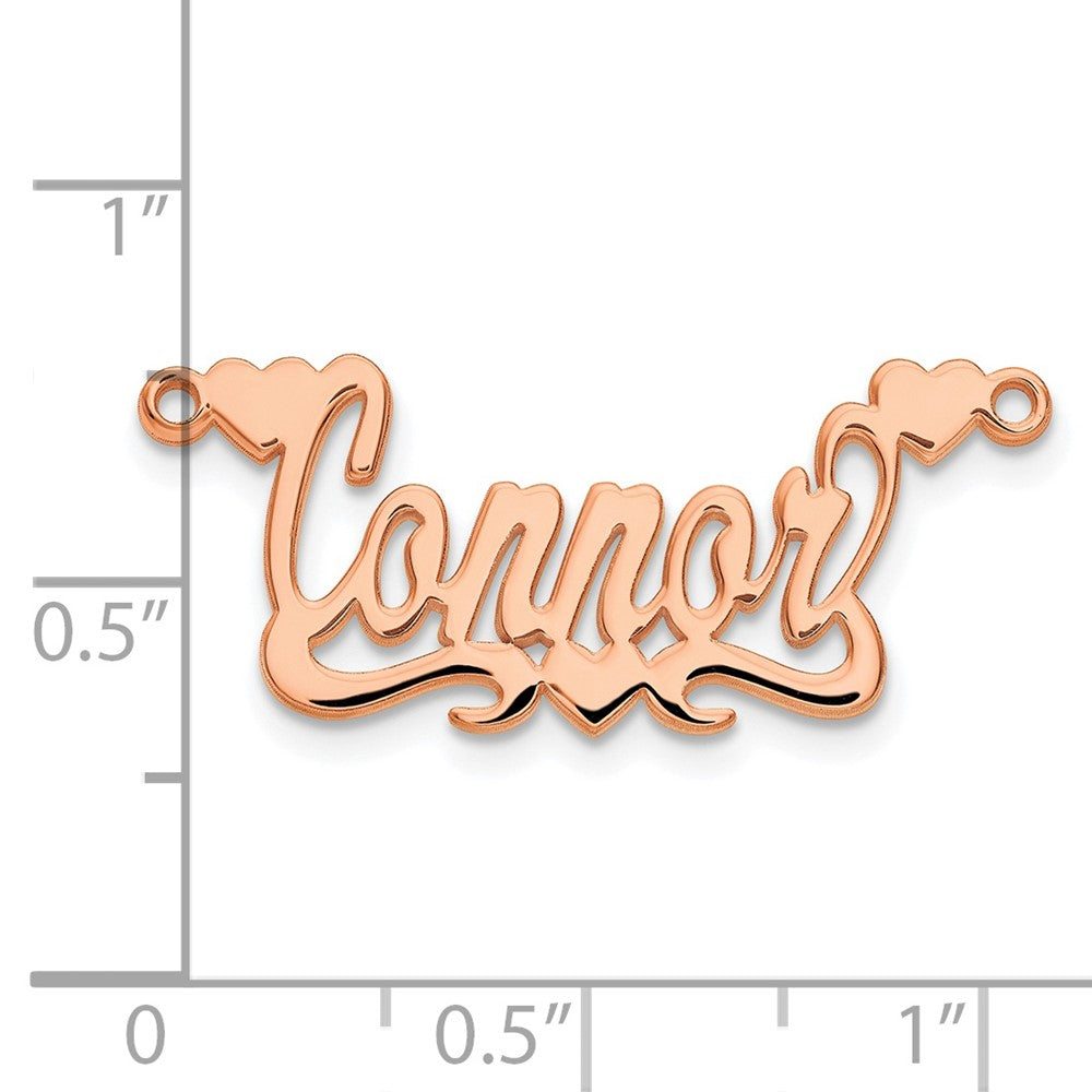 Sterling Silver/Rose-plated Polished Hearts Name Plate