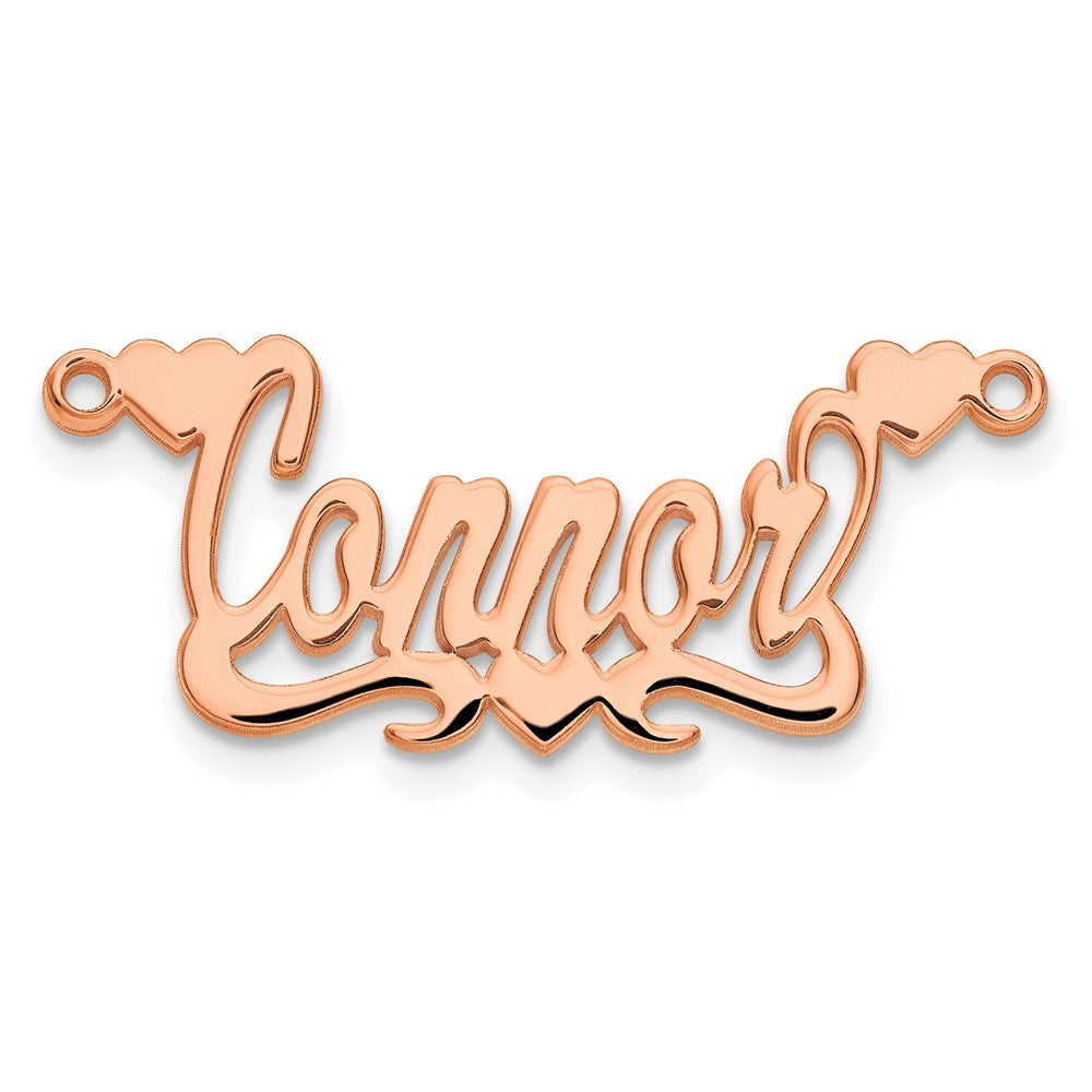 Sterling Silver/Rose-plated Polished Hearts Name Plate
