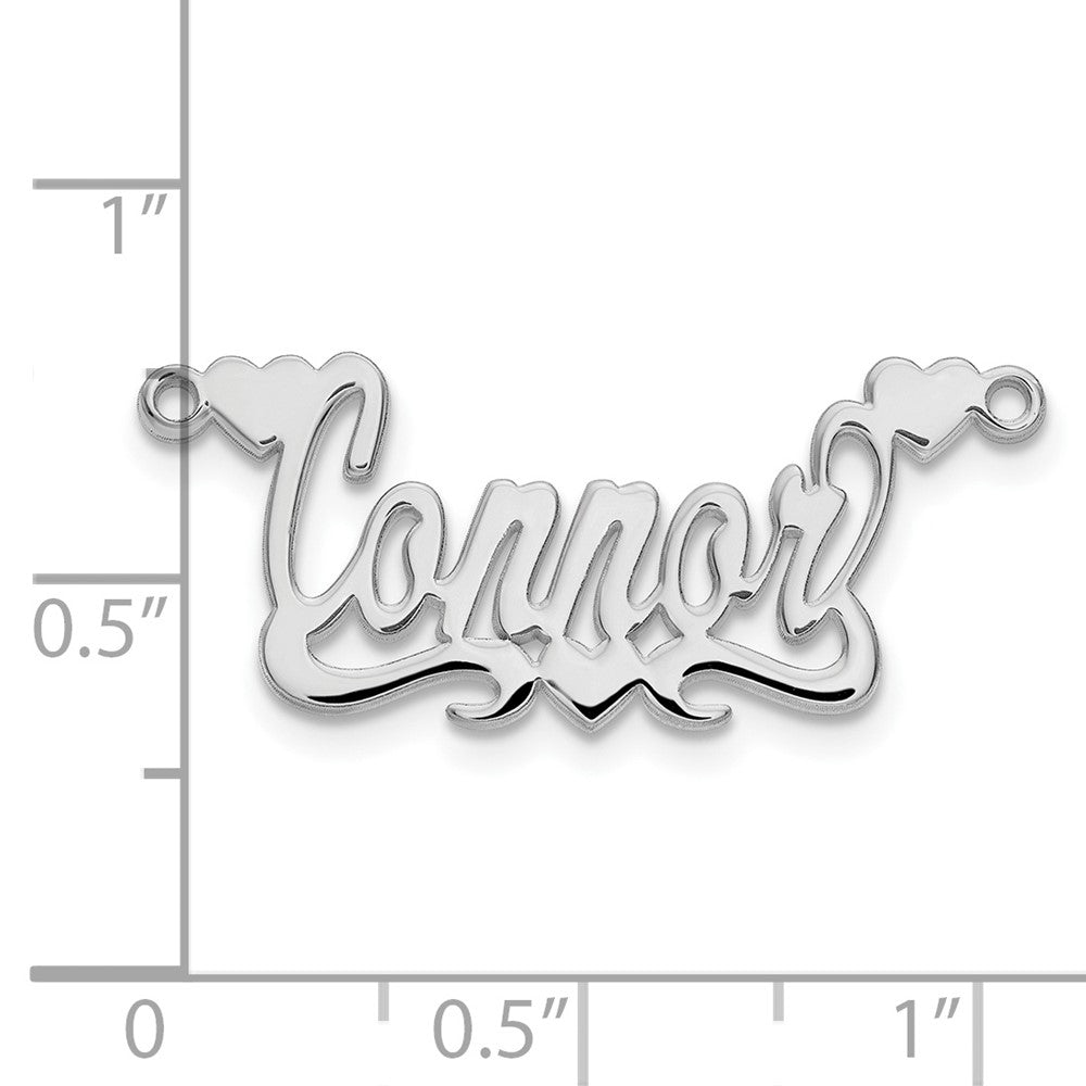 Sterling Silver/Rhodium-plated Polished Hearts Name Plate