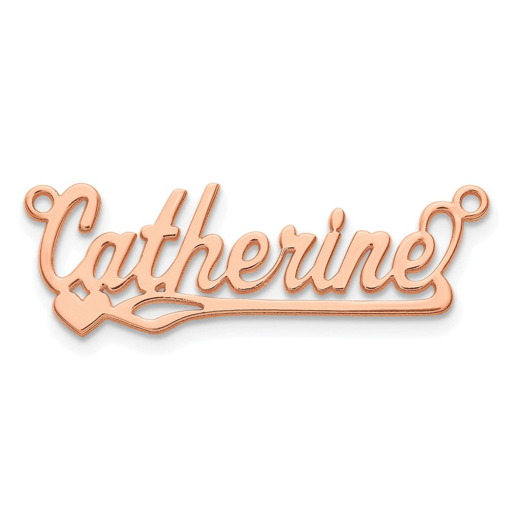 Sterling Silver/Rose-plated Polished Heart Name Plate