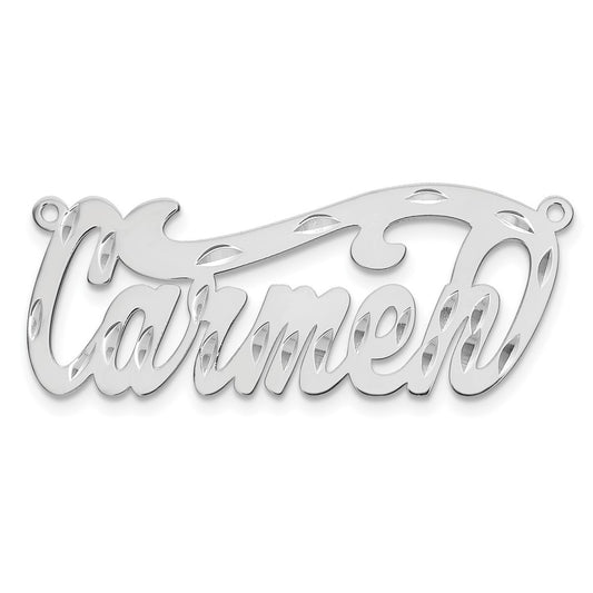 10k White Gold Diamond-cut Name Plate