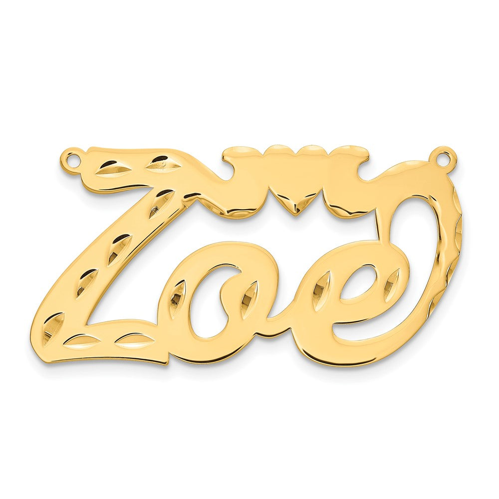 Sterling Silver/Gold-plated Diamond-cut Heart Name Plate