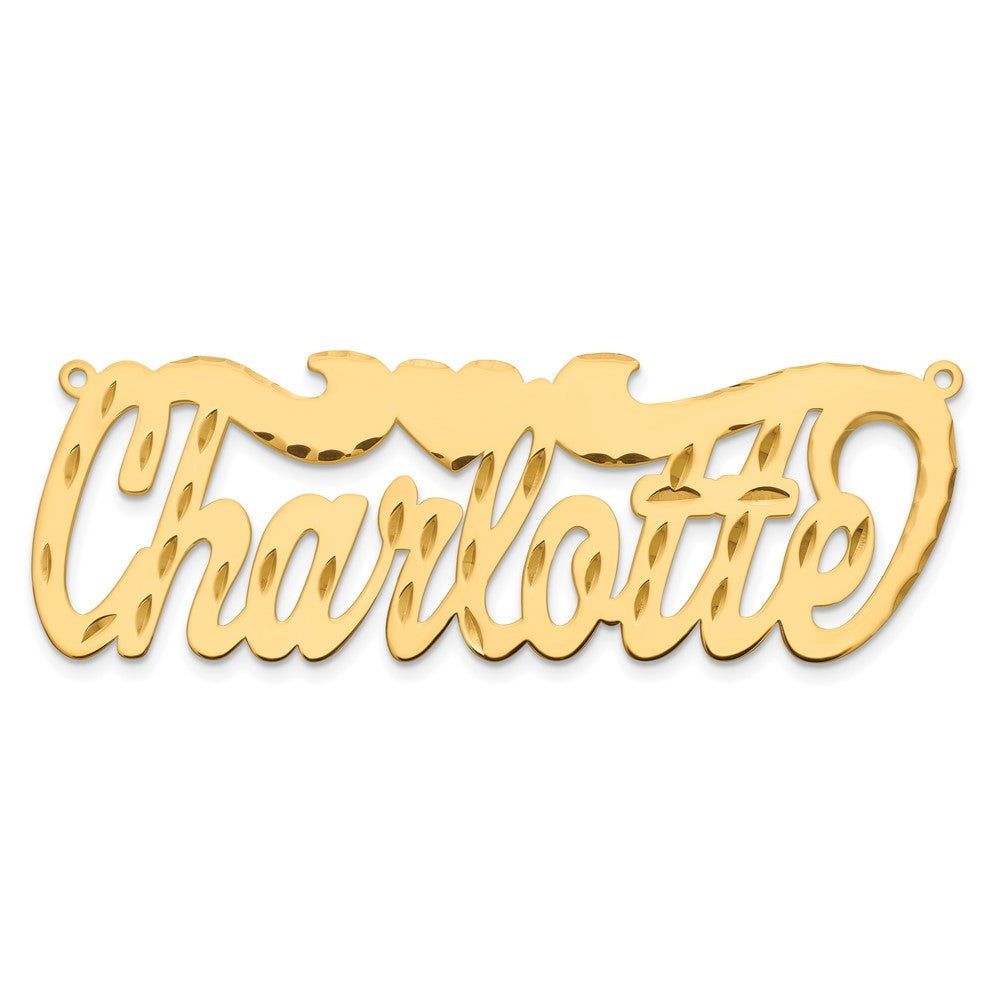 Sterling Silver/Gold-plated Diamond-cut Heart Name Plate