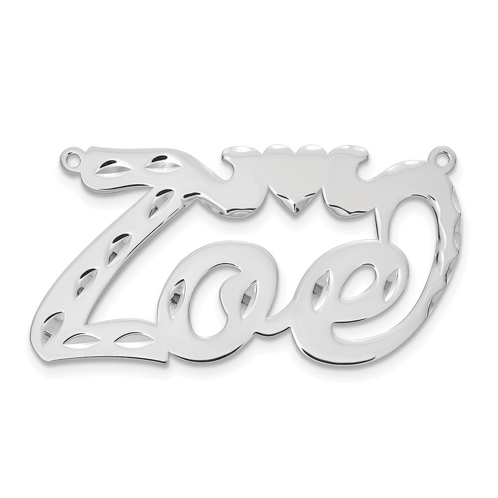 Sterling Silver/Rhodium-plated Diamond-cut Heart Name Plate