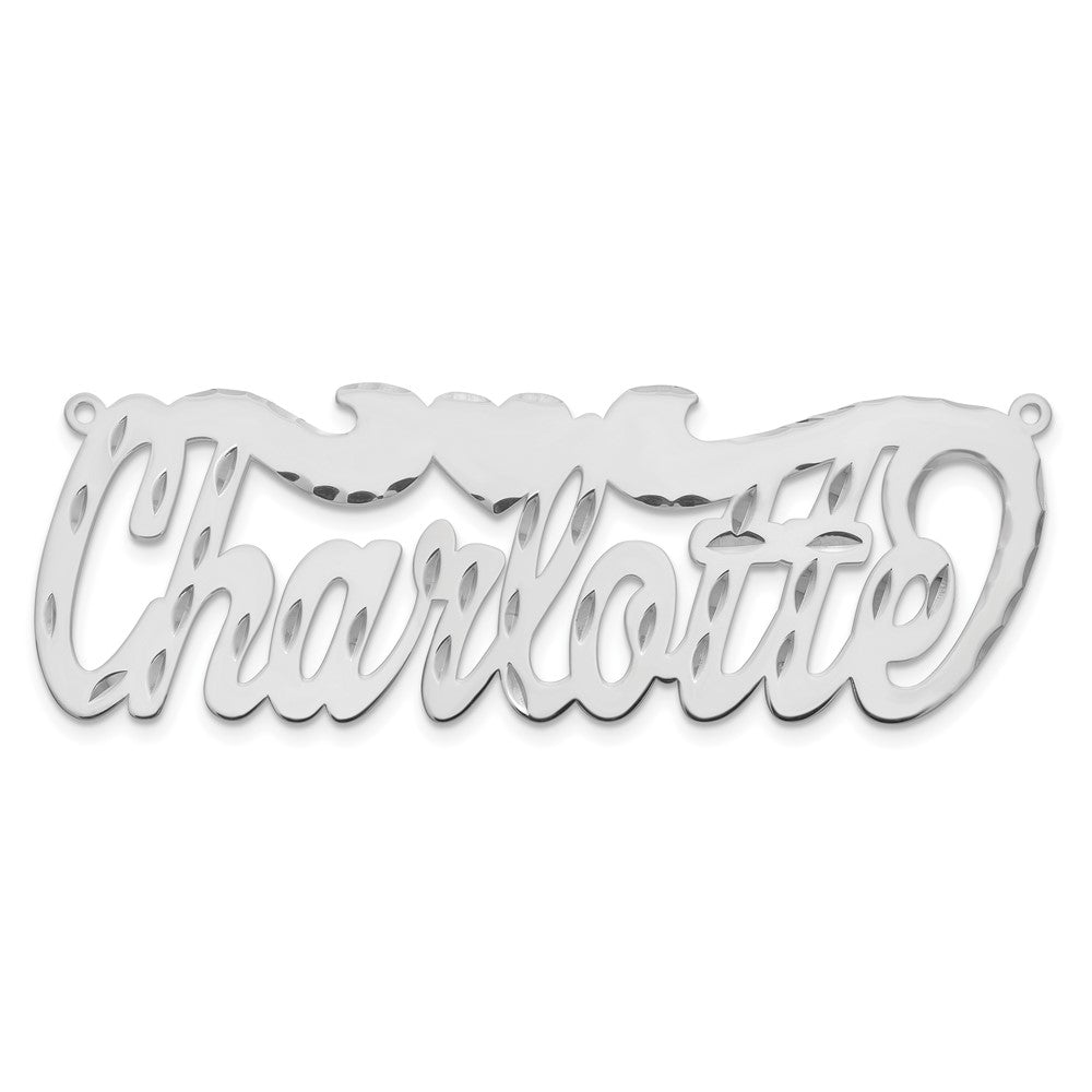 Sterling Silver/Rhodium-plated Diamond-cut Heart Name Plate