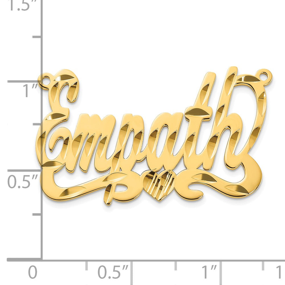 14k Yellow Gold Diamond-cut Heart Name Plate