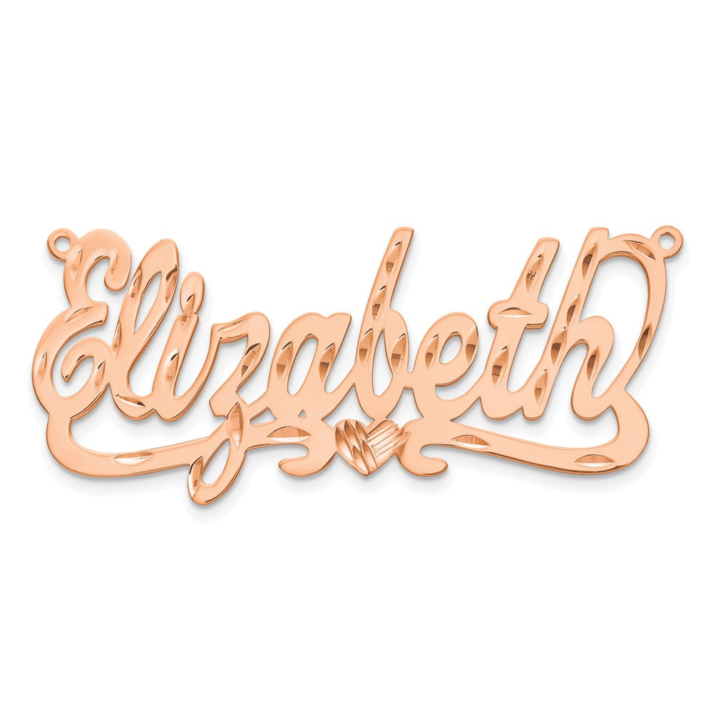 Sterling Silver/Rose-plated Diamond-cut Heart Name Plate