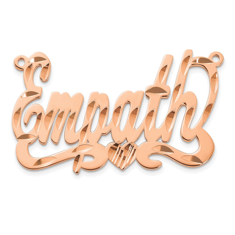 14k Rose Gold Diamond-cut Heart Name Plate