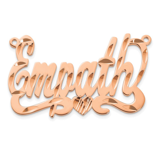 14k Rose Gold Diamond-cut Heart Name Plate