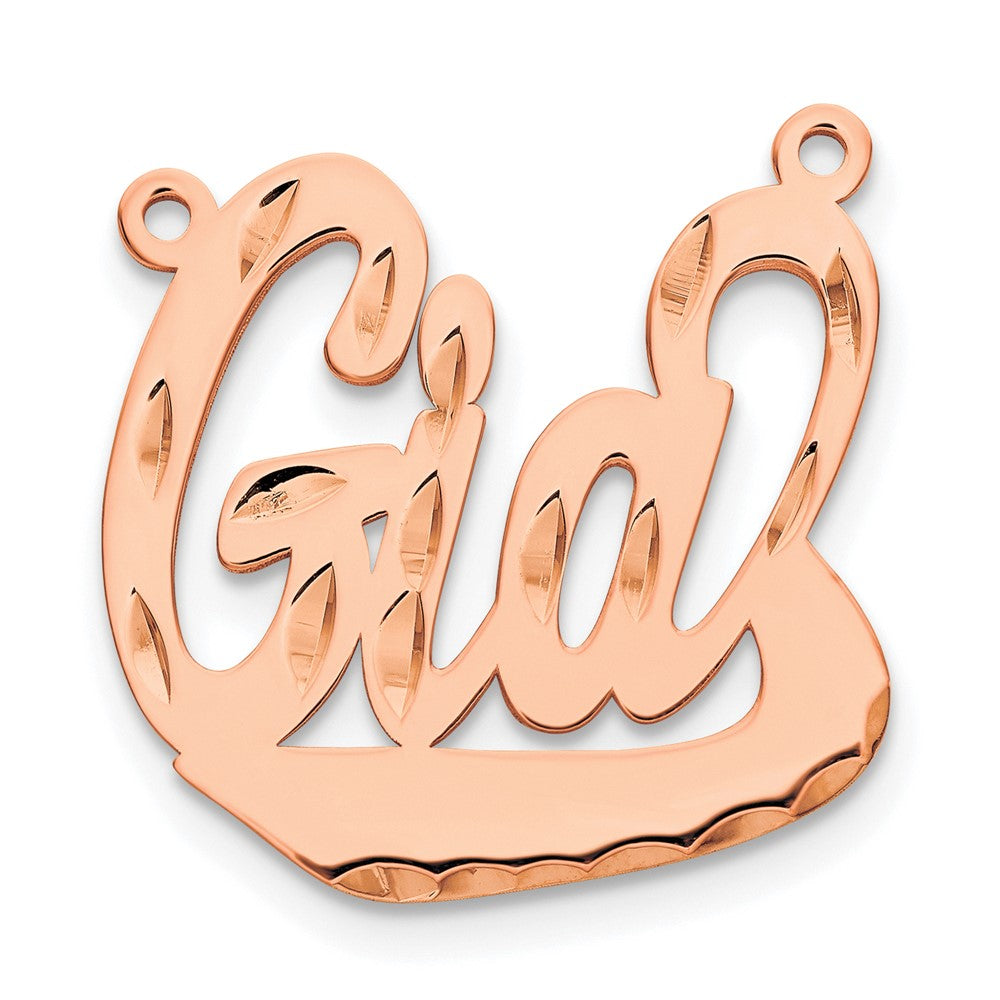 Sterling Silver/Rose-plated Diamond-cut Underlined Name Plate