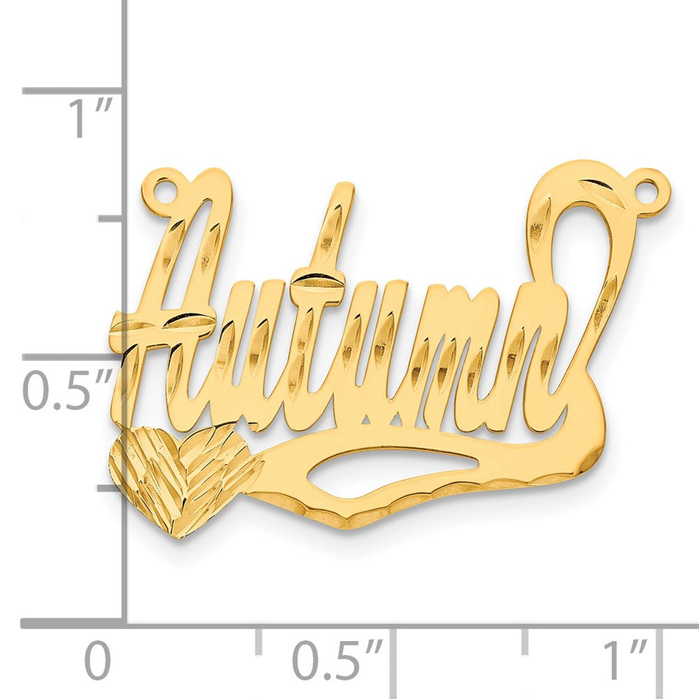 14k Yellow Gold Diamond-cut Heart Name Plate