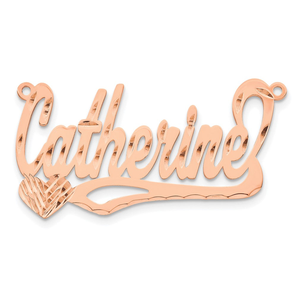 Sterling Silver/Rose-plated Diamond-cut Heart Name Plate