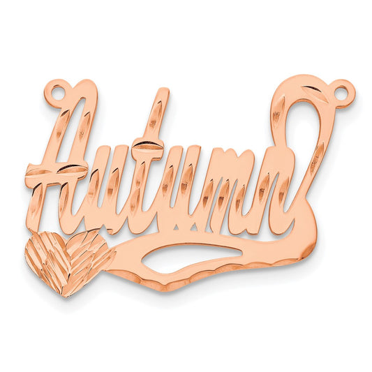 14k Rose Gold Diamond-cut Heart Name Plate