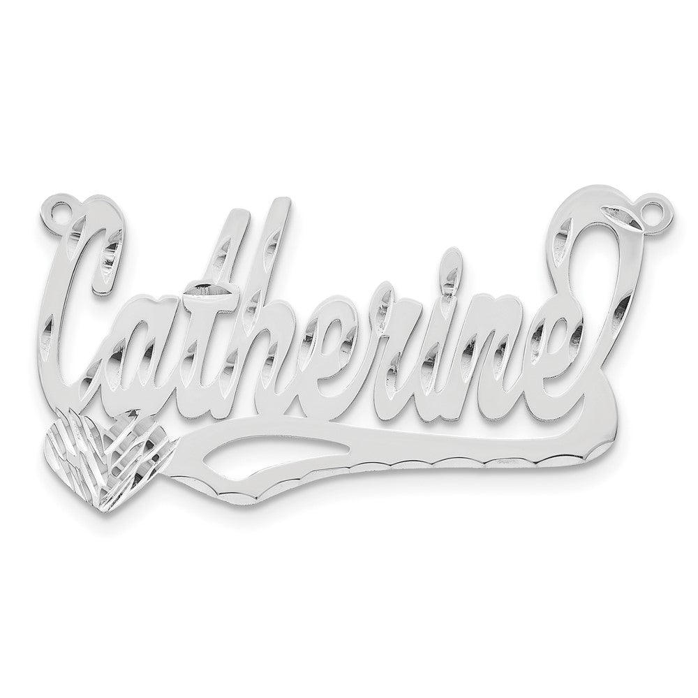 14k White Gold Diamond-cut Heart Name Plate