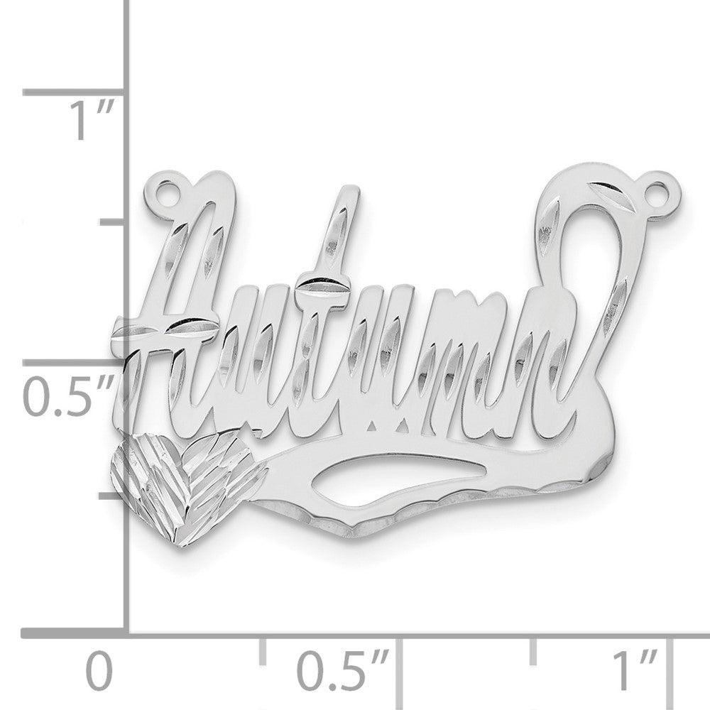14k White Gold Diamond-cut Heart Name Plate