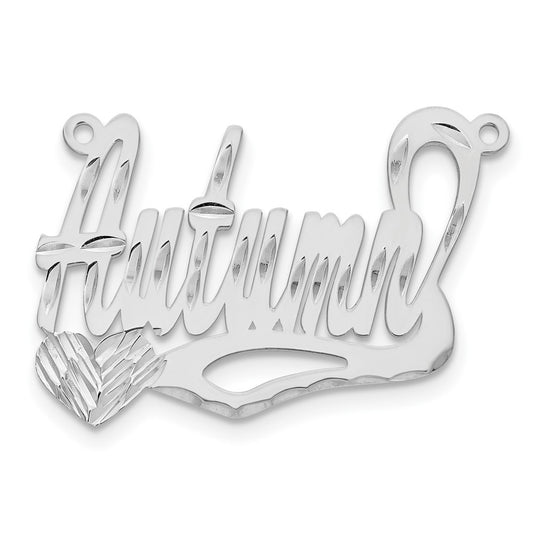 10k White Gold Diamond-cut Heart Name Plate