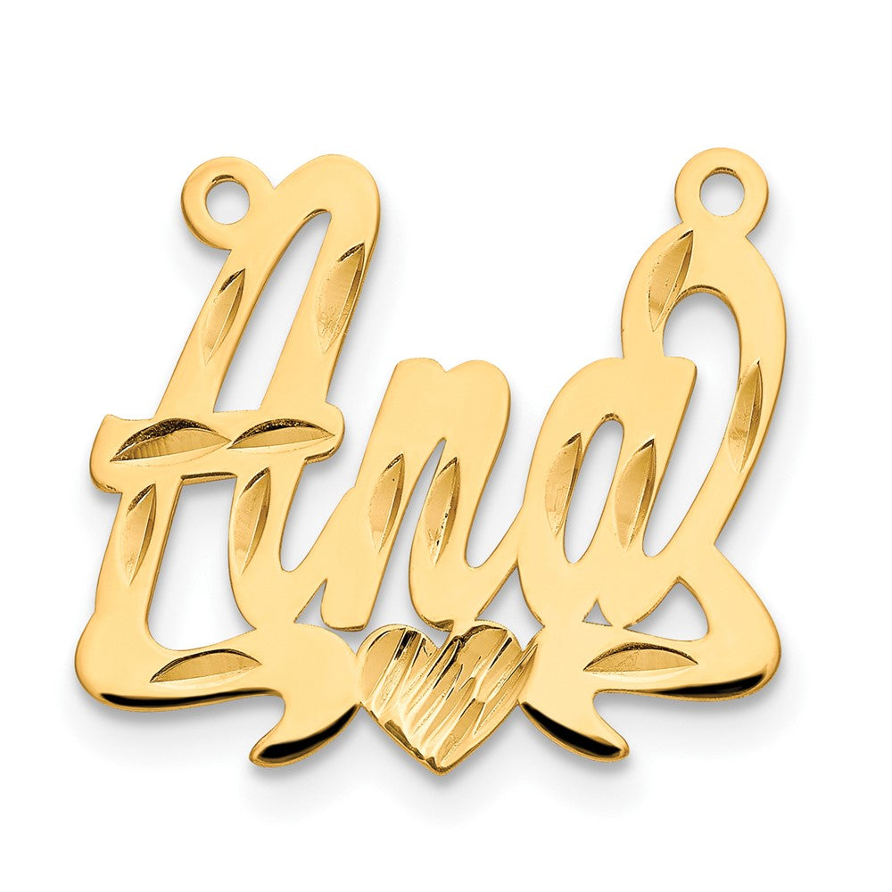 14k Yellow Gold Diamond-cut Heart Name Plate