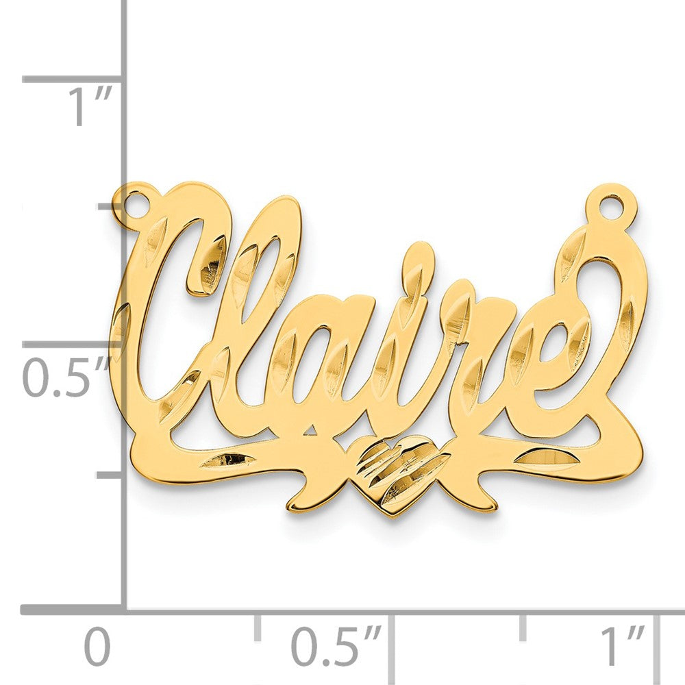Sterling Silver/Gold-plated Diamond-cut Heart Name Plate