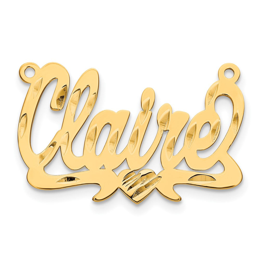 Sterling Silver/Gold-plated Diamond-cut Heart Name Plate