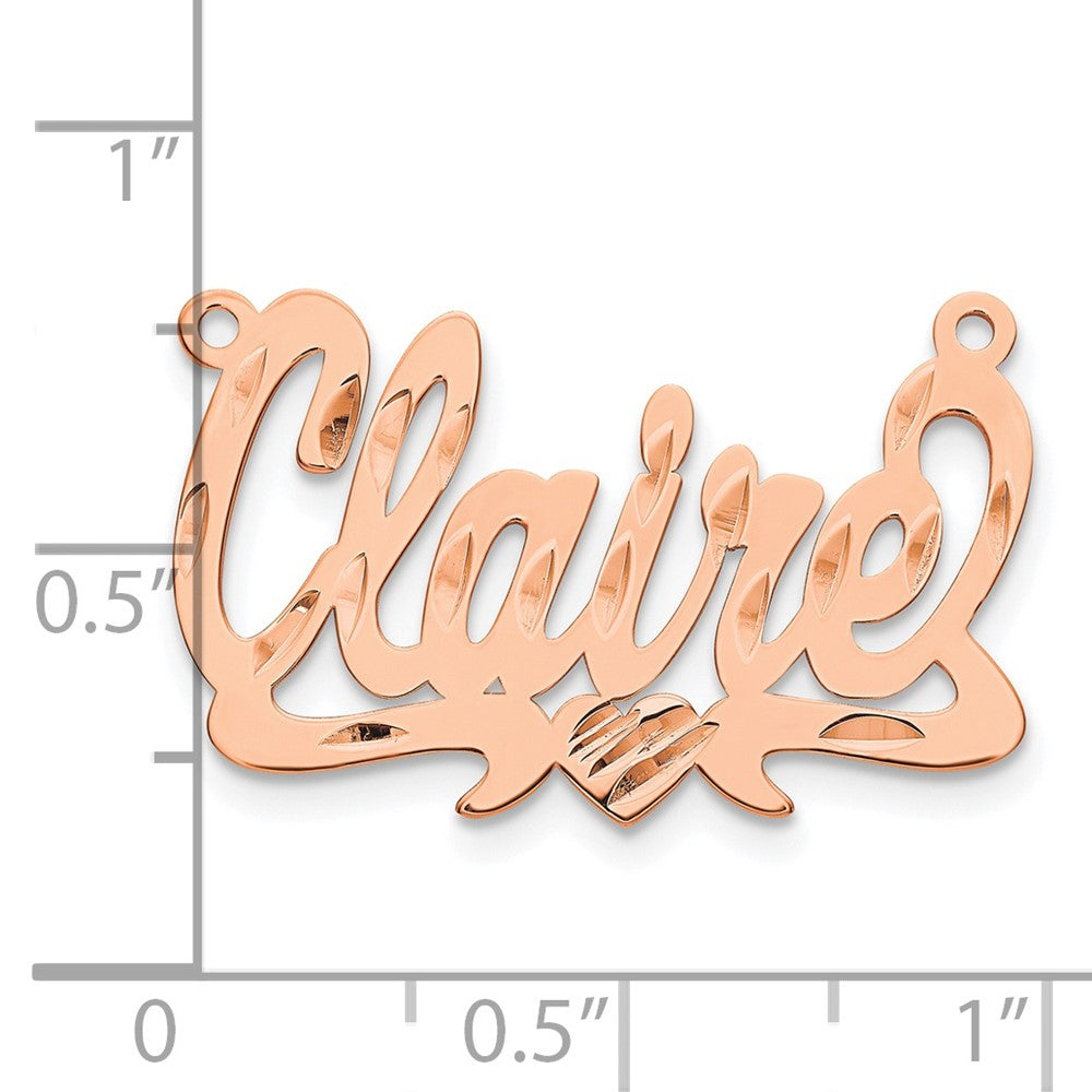 Sterling Silver/Rose-plated Diamond-cut Heart Name Plate